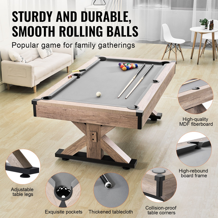 VEVOR Billiards Table Combo Set, 7ft 3-in-1 Multi Game Table with Dining, Pool, and Tennis Table