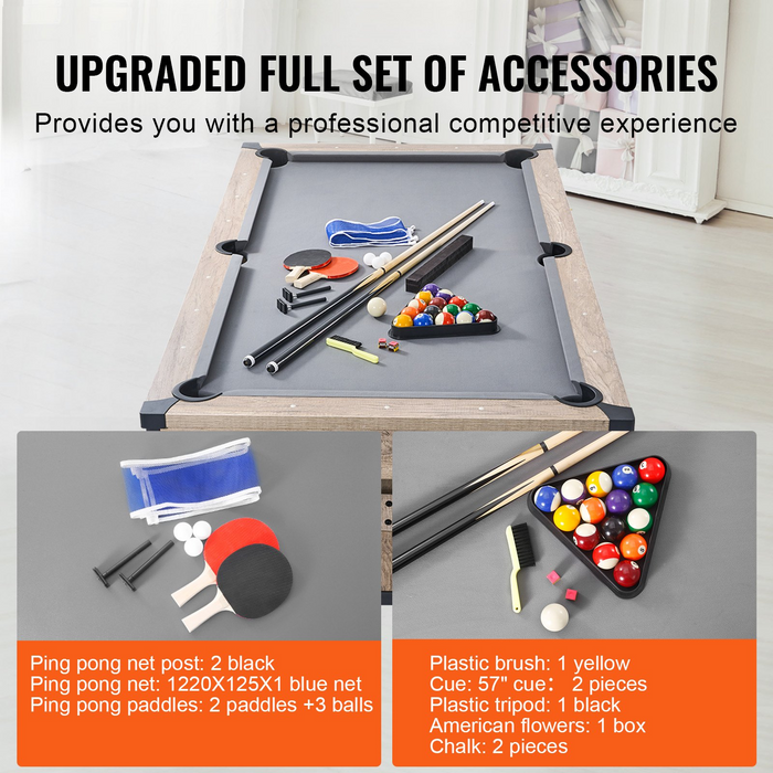 VEVOR Billiards Table Combo Set, 7ft 3-in-1 Multi Game Table with Dining, Pool, and Tennis Table