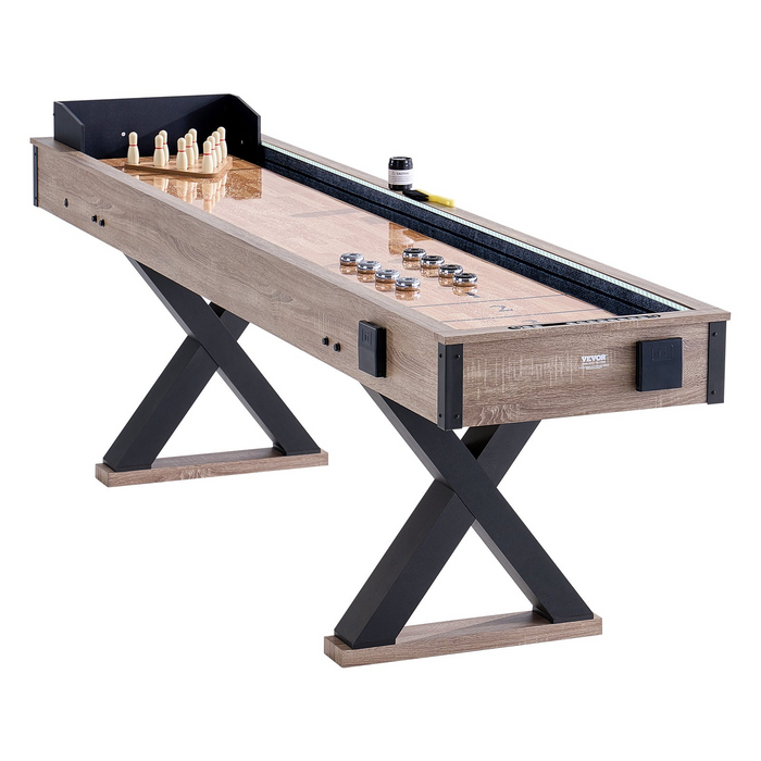 VEVOR 9 ft LED Shuffleboard Table 2 in 1 Shuffleboard and Bowling Combo Game Set