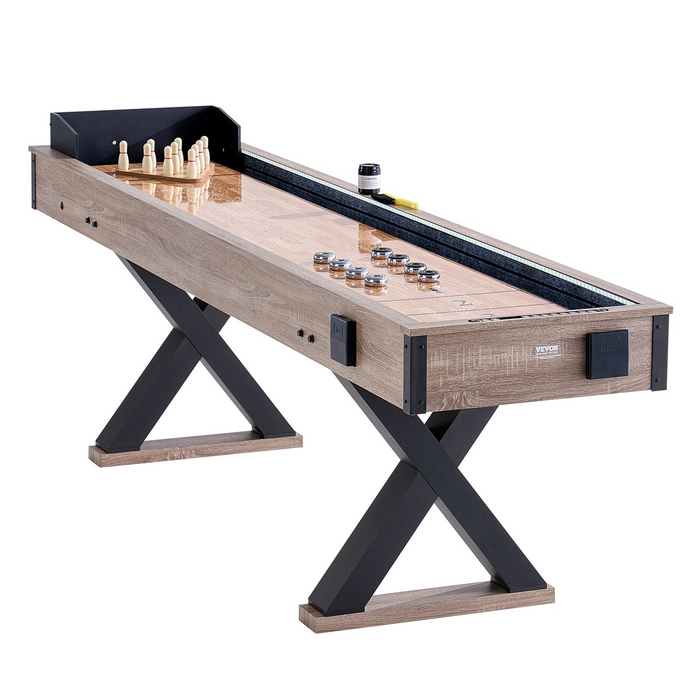 VEVOR 9 ft LED Shuffleboard Table 2 in 1 Shuffleboard and Bowling Combo Game Set