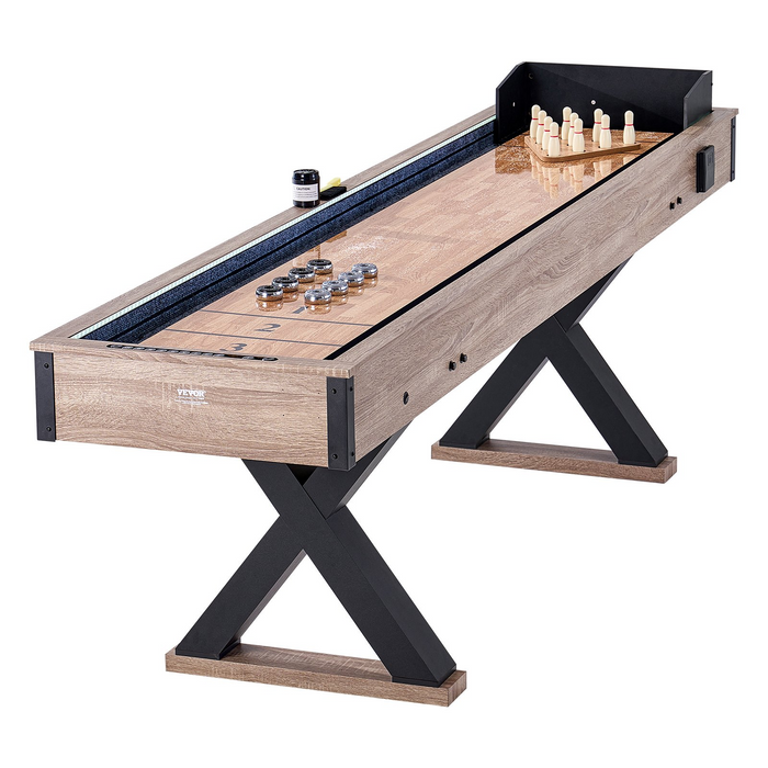 VEVOR 9 ft LED Shuffleboard Table 2 in 1 Shuffleboard and Bowling Combo Game Set