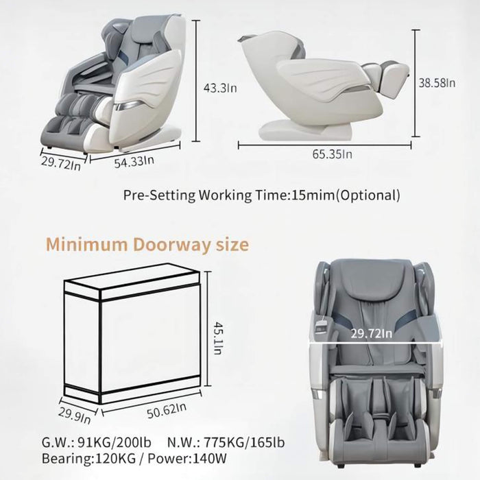 Bosscare Premium Full Body Zero Gravity Massage Chair With Ai Voice And App Control, Gray