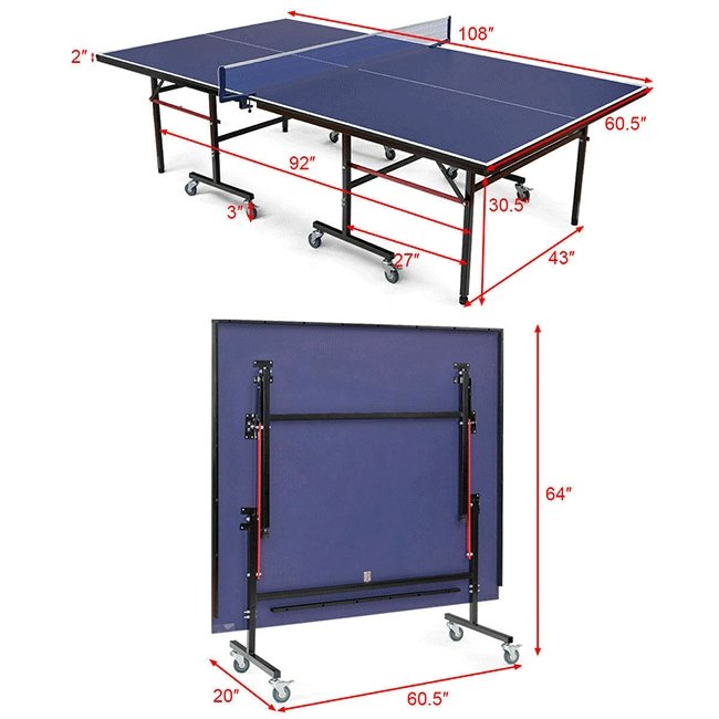Professional Foldable Portable Modern Ping Pong Table Tennis Table, 9FT (SAK94310)