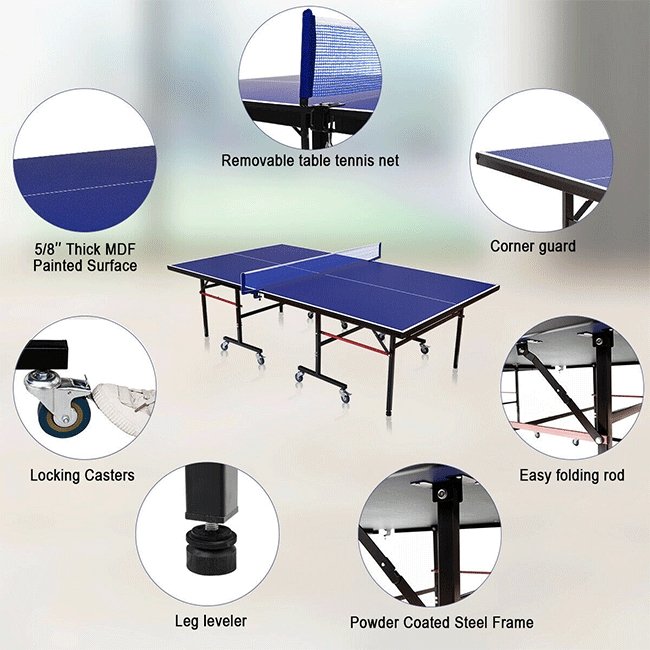 Professional Foldable Portable Modern Ping Pong Table Tennis Table, 9FT (SAK94310)